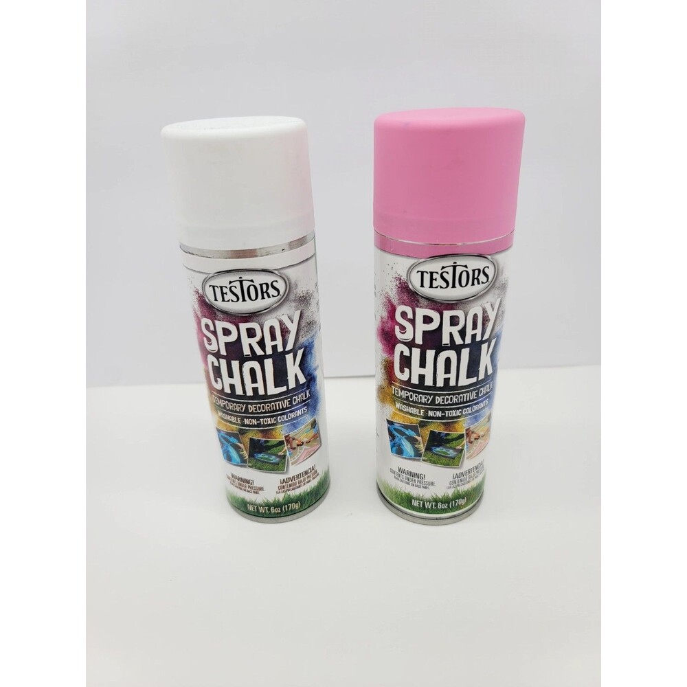 Set of 2 Spray Chalk Set 4 Colors Washable Temporary Sidewalk Paint Pink & White